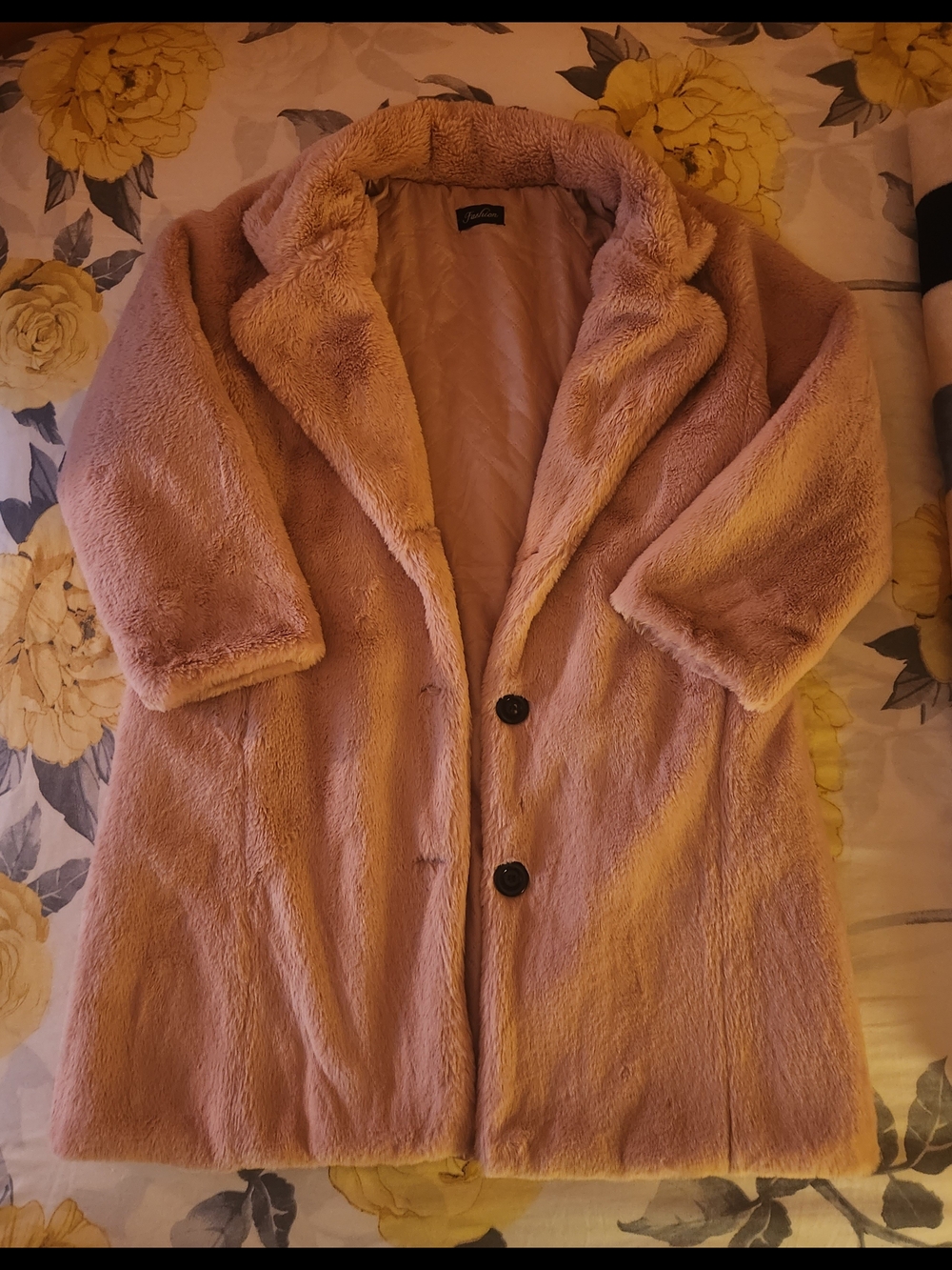 Light Pink Faux Fur Long Coat - Unbranded